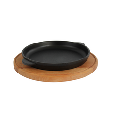 Сковорода чавунна 140 х 25 мм на круглій дерев’яній підставці
