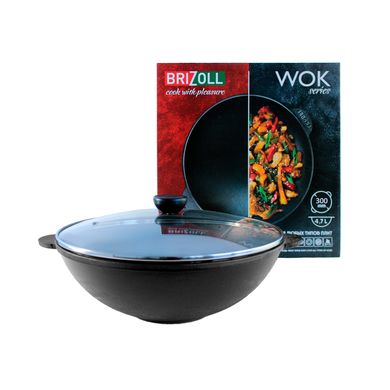 Чугунная сковорода WOK с крышкой 4,7 л